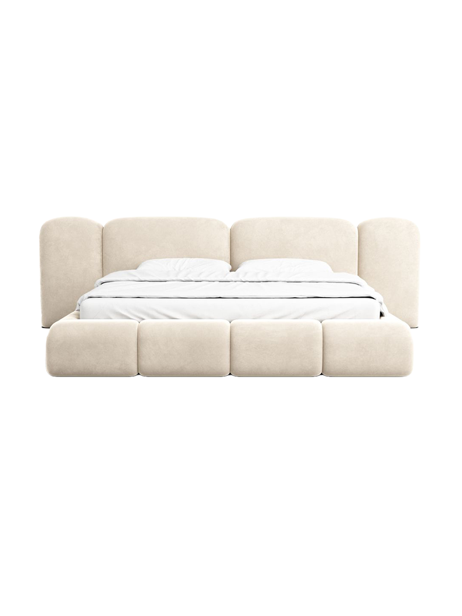 
Design Polsterbett „Salina“ mit Ablagefach, Samt Cream - 140 x 200 cm