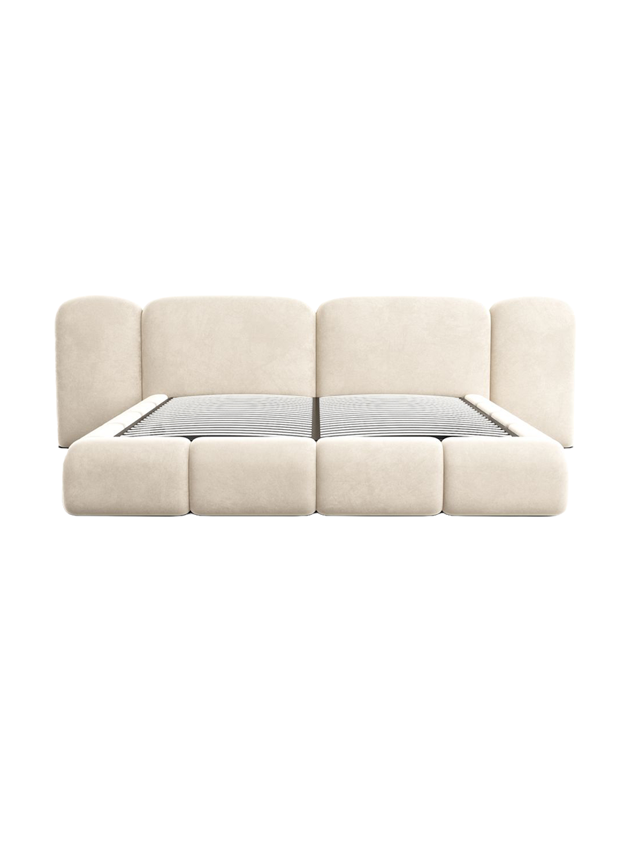 
Design Polsterbett „Salina“ mit Ablagefach, Samt Cream - 140 x 200 cm