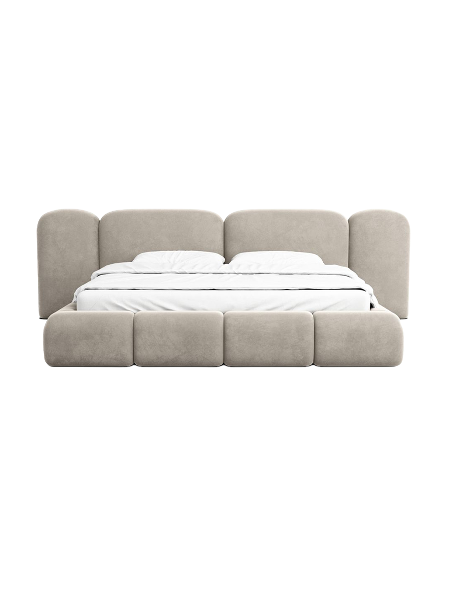 
Design Polsterbett „Salina“ mit Ablagefach, Samt Beige dunkel - 140 x 200 cm