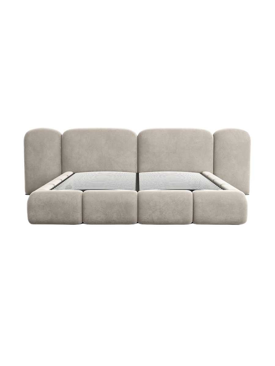 
Design Polsterbett „Salina“ mit Ablagefach, Samt Beige dunkel - 140 x 200 cm