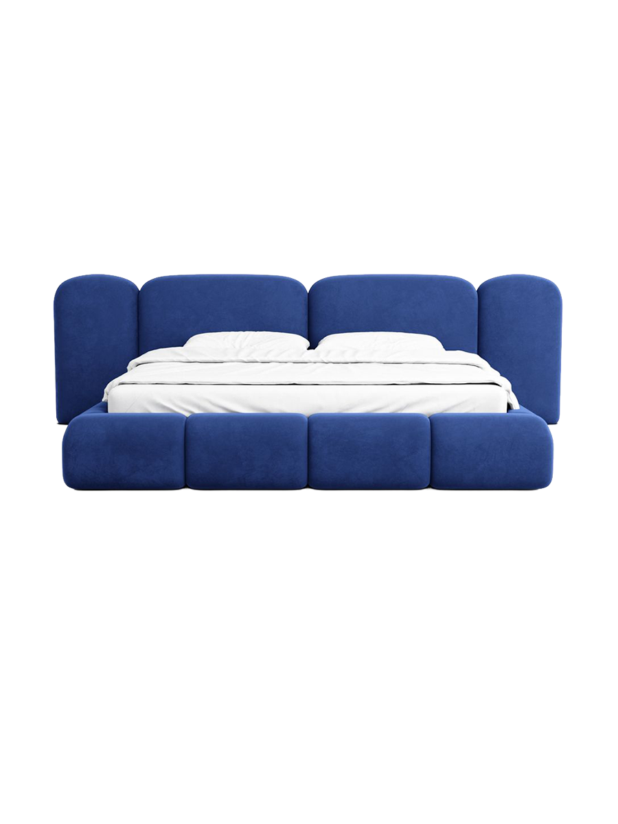 
Design Polsterbett „Salina“ mit Ablagefach, Samt Dunkelblau - 140 x 200 cm