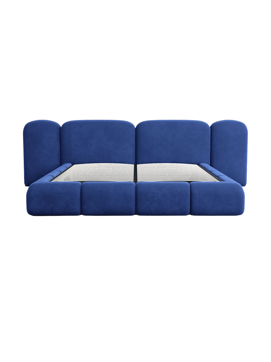 
Design Polsterbett „Salina“ mit Ablagefach, Samt Dunkelblau - 140 x 200 cm