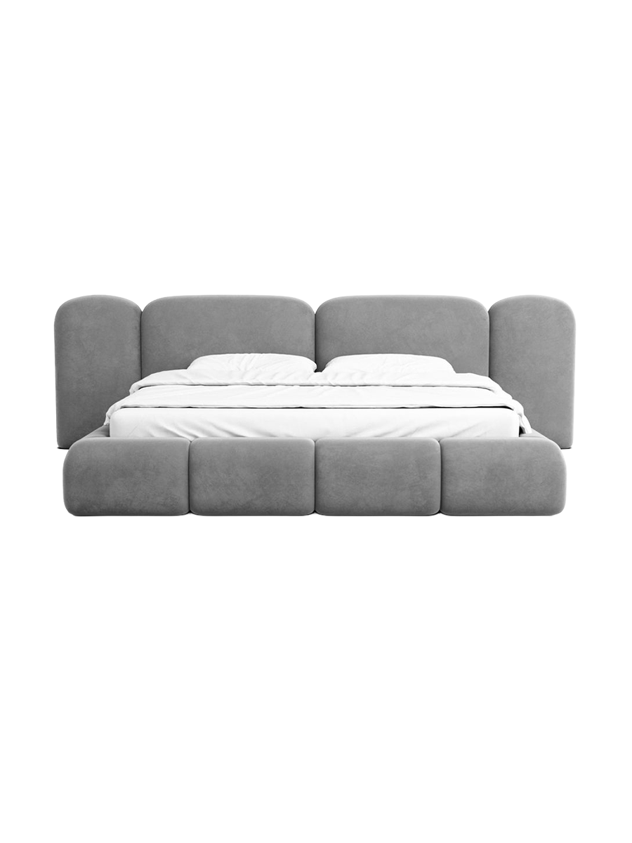 
Design Polsterbett „Salina“ mit Ablagefach, Samt Grau - 140 x 200 cm
