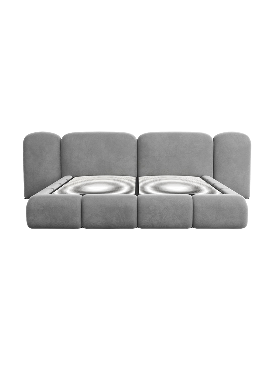 
Design Polsterbett „Salina“ mit Ablagefach, Samt Grau - 140 x 200 cm