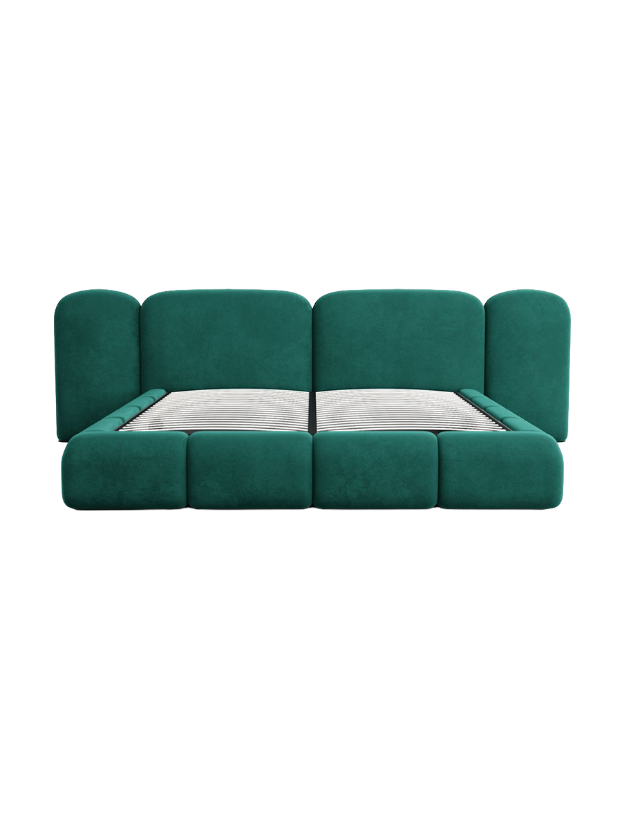 
Design Polsterbett „Salina“ mit Ablagefach, Samt Grün - 140 x 200 cm
