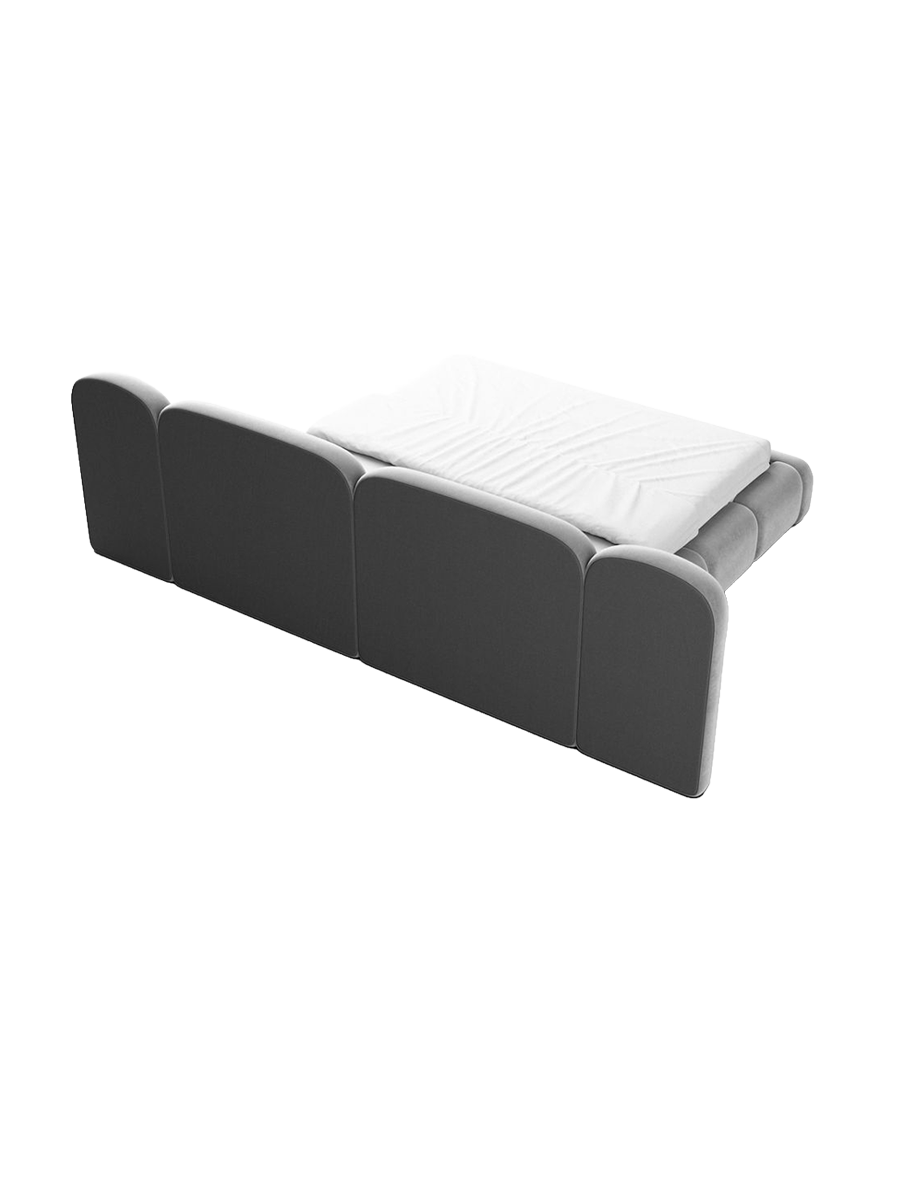 
Design Polsterbett „Salina“ mit Ablagefach, Samt Hellgrau - 140 x 200 cm