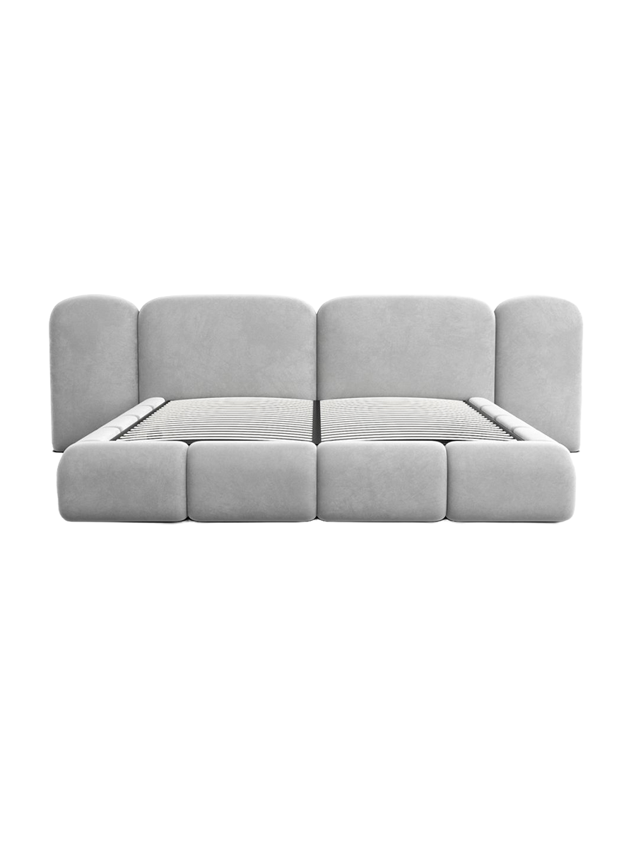 
Design Polsterbett „Salina“ mit Ablagefach, Samt Hellgrau - 140 x 200 cm