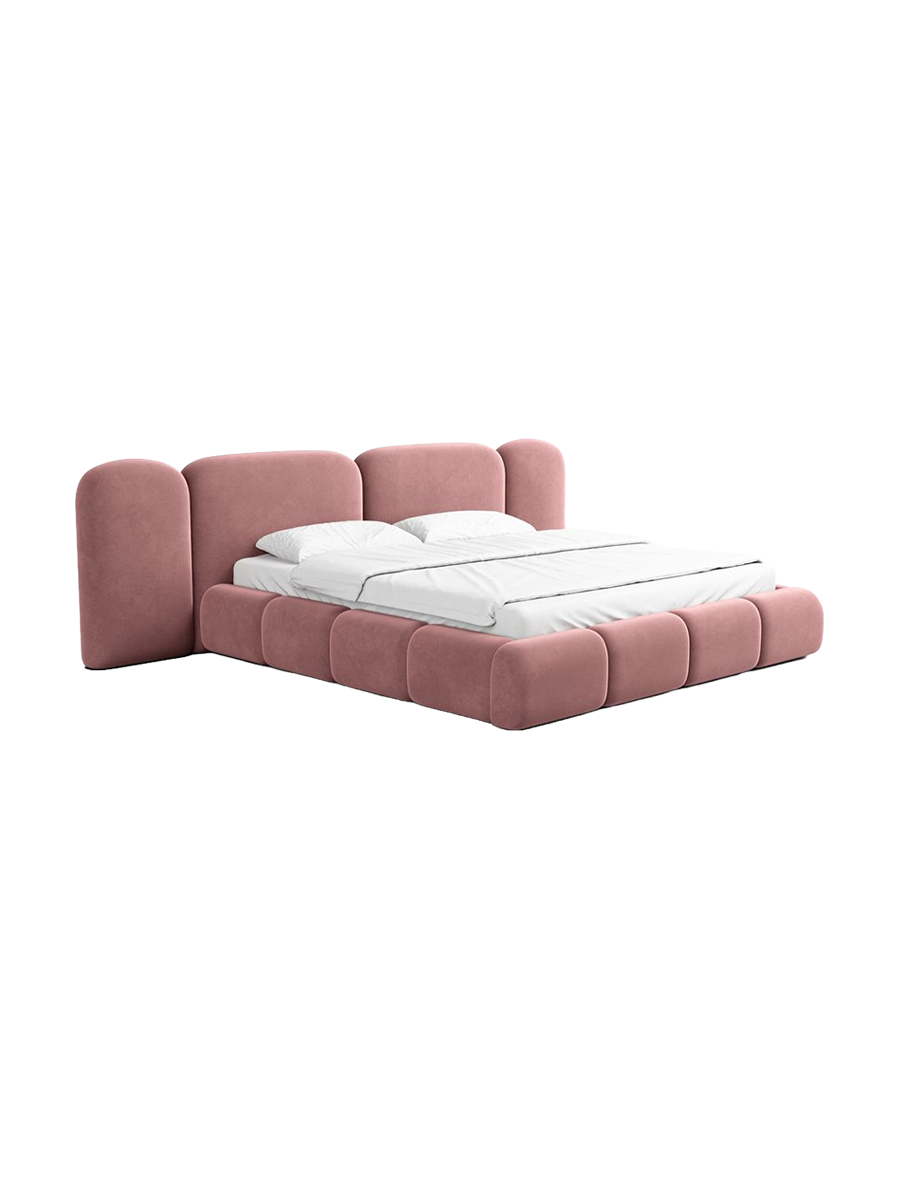 
Design Polsterbett „Salina“ mit Ablagefach, Samt Lachsrosa - 140 x 200 cm