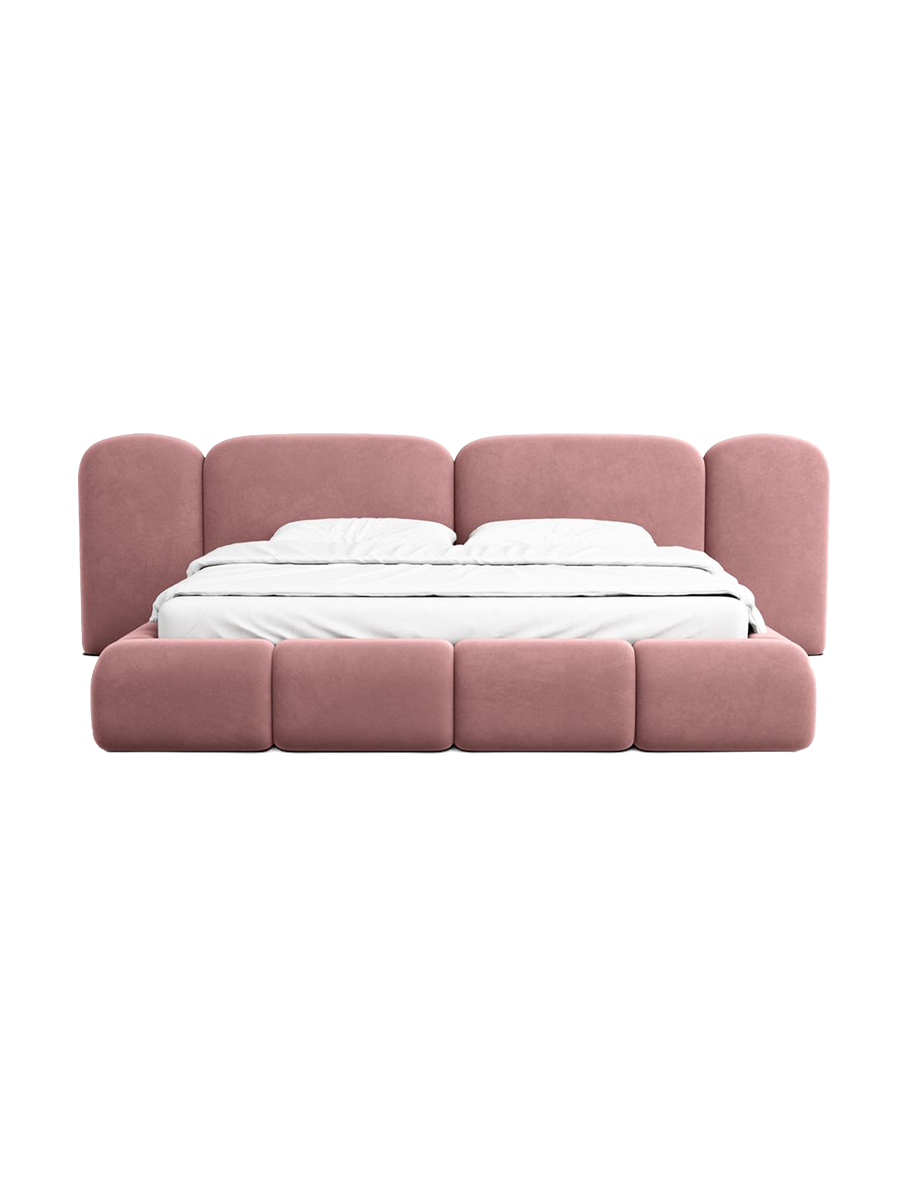 
Design Polsterbett „Salina“ mit Ablagefach, Samt Lachsrosa - 140 x 200 cm