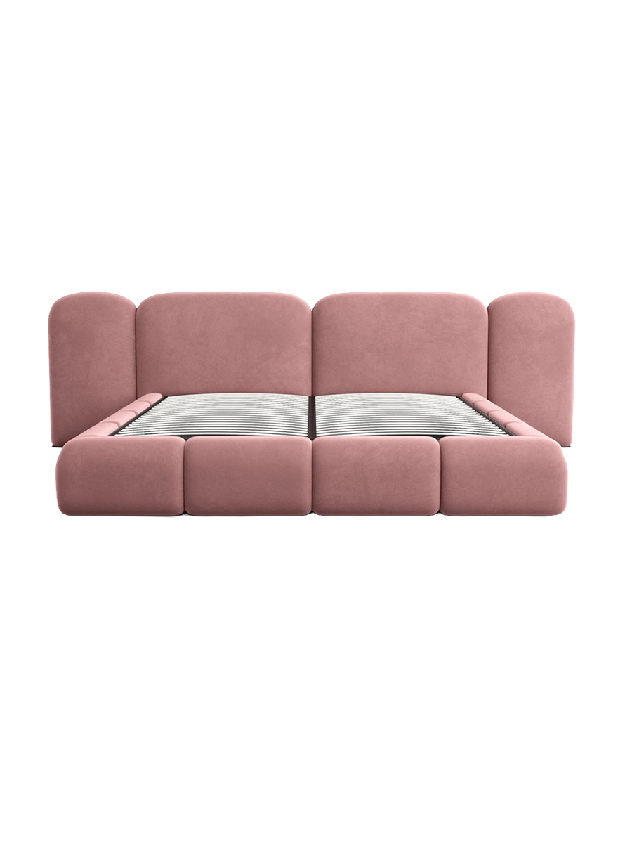 
Design Polsterbett „Salina“ mit Ablagefach, Samt Lachsrosa - 140 x 200 cm