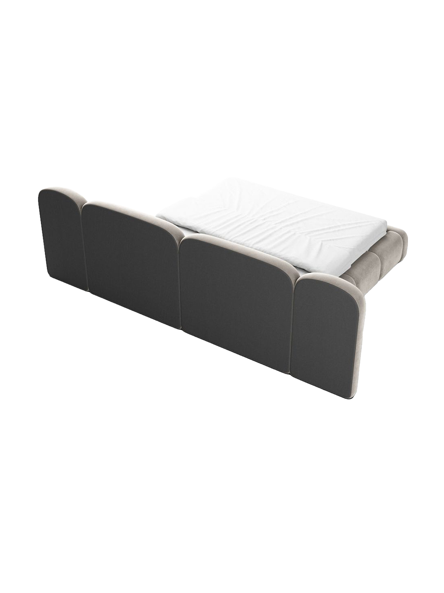 
Design Polsterbett „Salina“ mit Ablagefach, Samt Sand - 140 x 200 cm