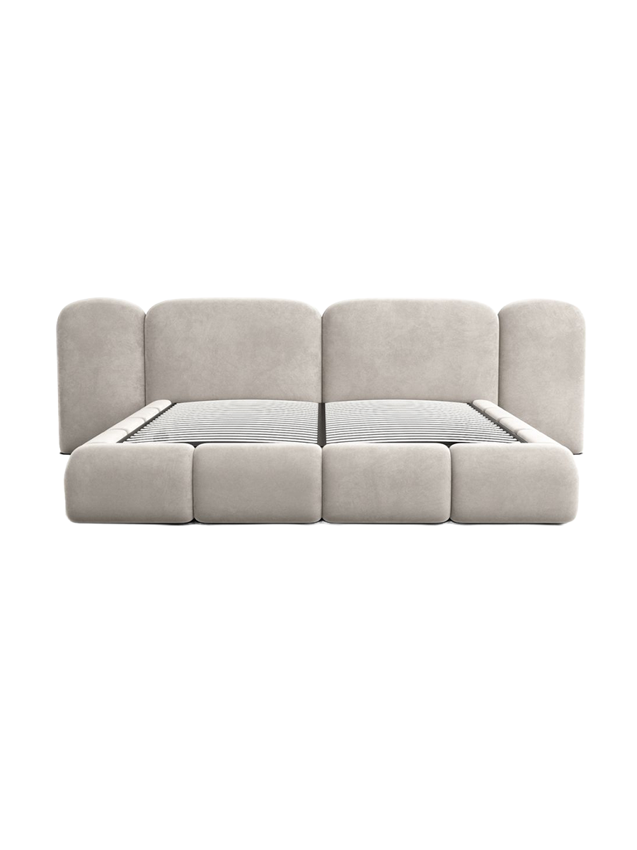 
Design Polsterbett „Salina“ mit Ablagefach, Samt Sand - 140 x 200 cm
