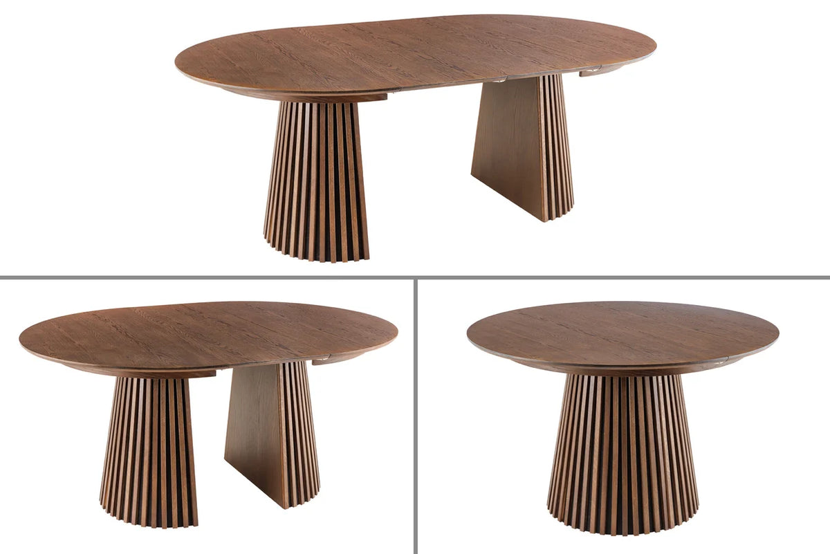 
Ausziehbarer Design Esstisch „Walhalla“ 120-160-200 cm - Eiche Dunkelbraun