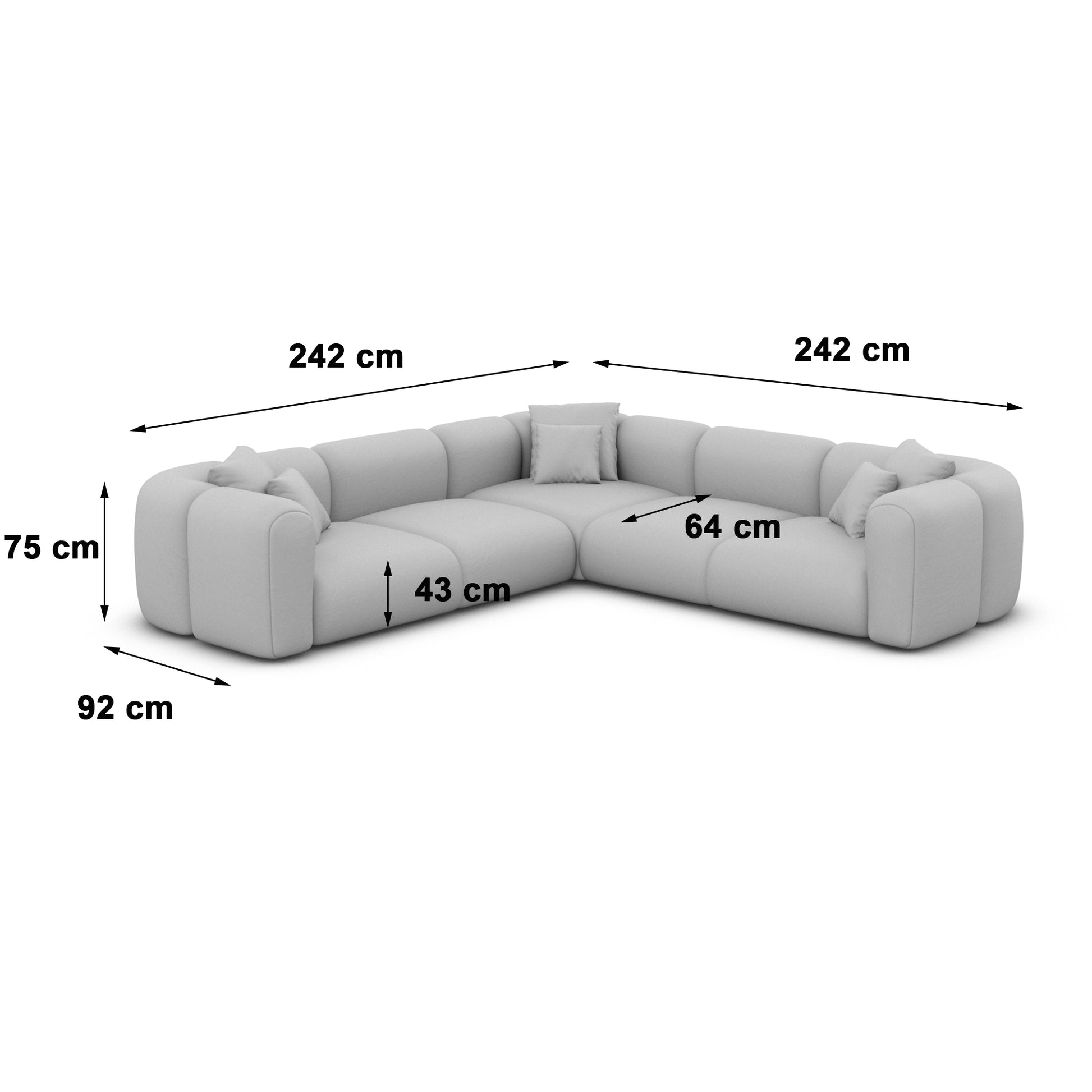 
5-Sitzer Design Ecksofa „Terranova“ mit Bouclé-Bezug - Bouclé Graphit