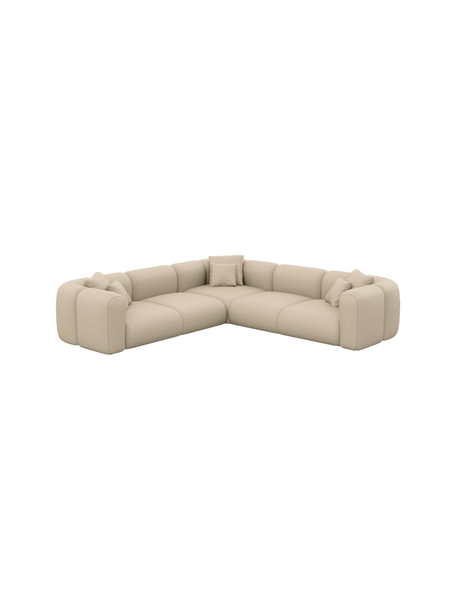 
5-Sitzer Design Echtleder Ecksofa „Terranova“ - Echtleder Beige