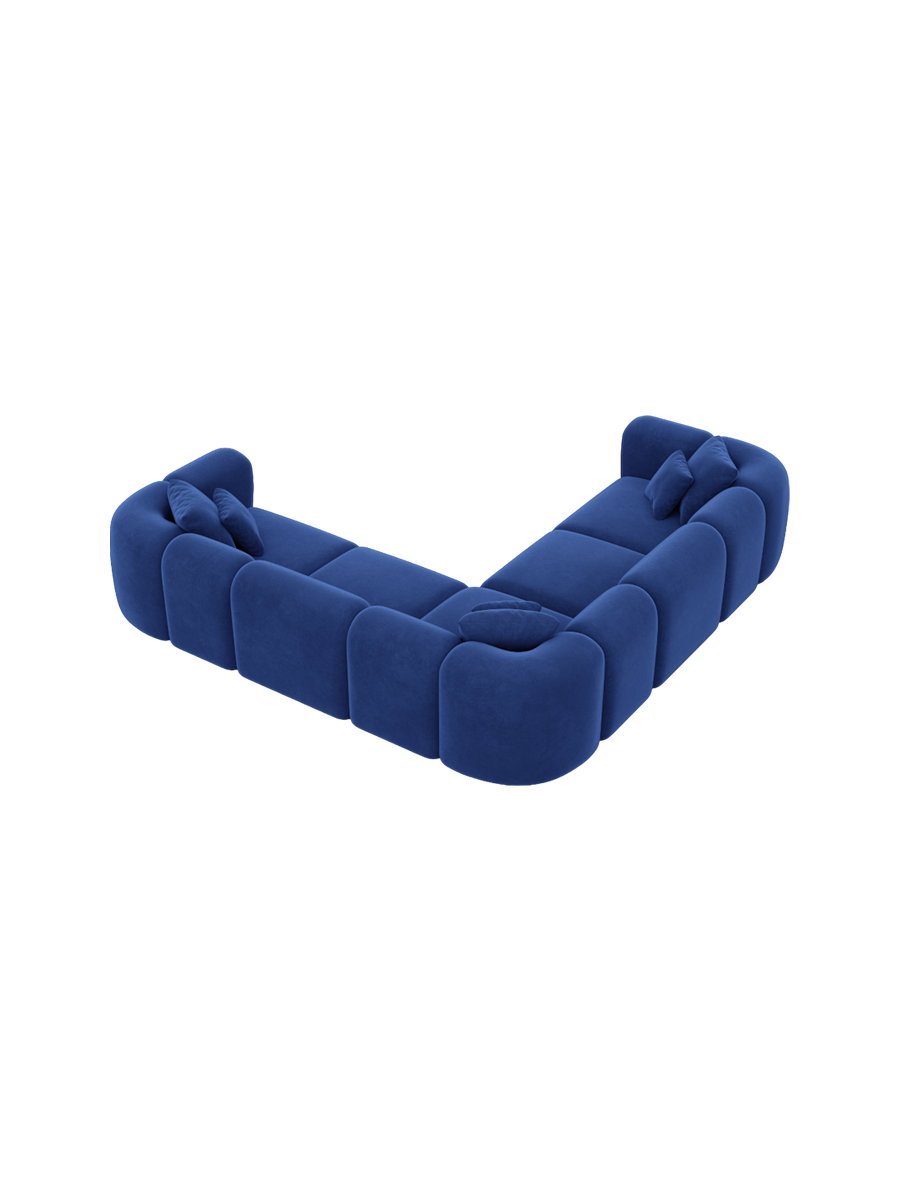 
5-Sitzer Design Ecksofa „Terranova“ mit Samtbezug - Samtbezug Königsblau