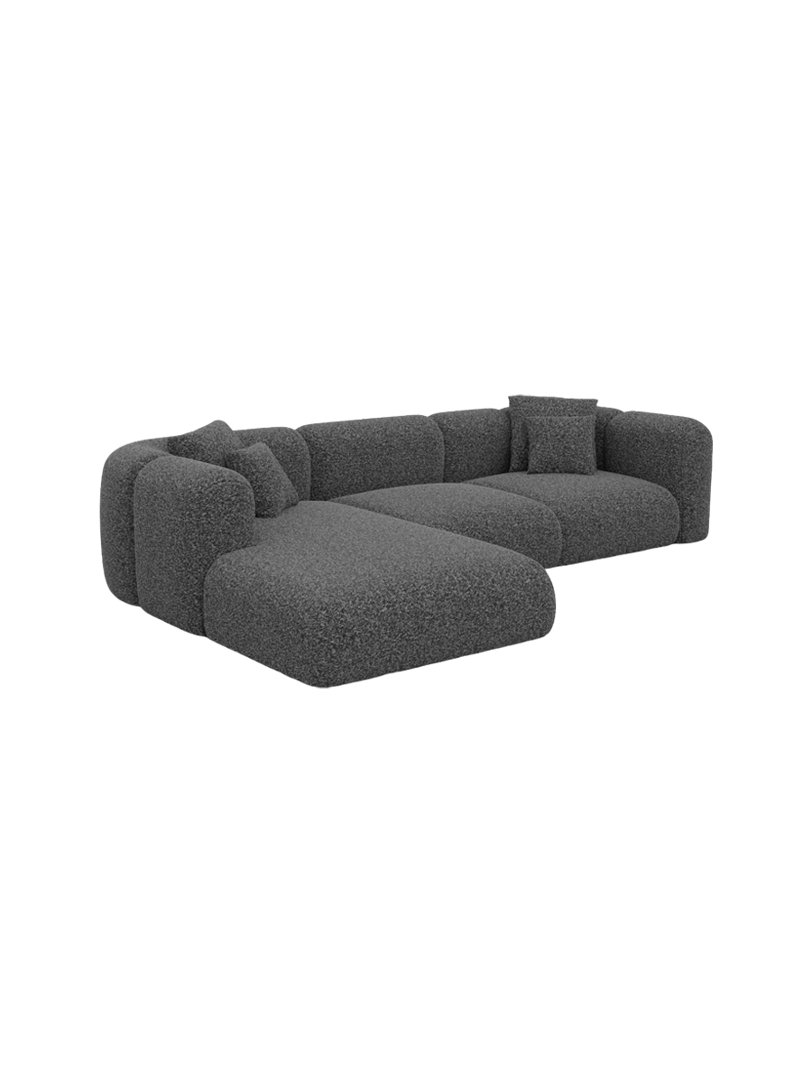 
4-Sitzer Design Ecksofa „Terranova“ mit Bouclé-Bezug - Bouclé Graphit / Eckteil links
