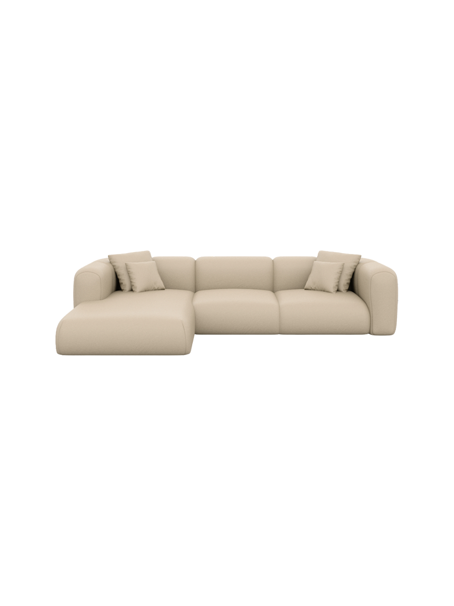 
4-Sitzer Design Echtleder Ecksofa „Terranova“ - Echtleder Beige / Eckteil links