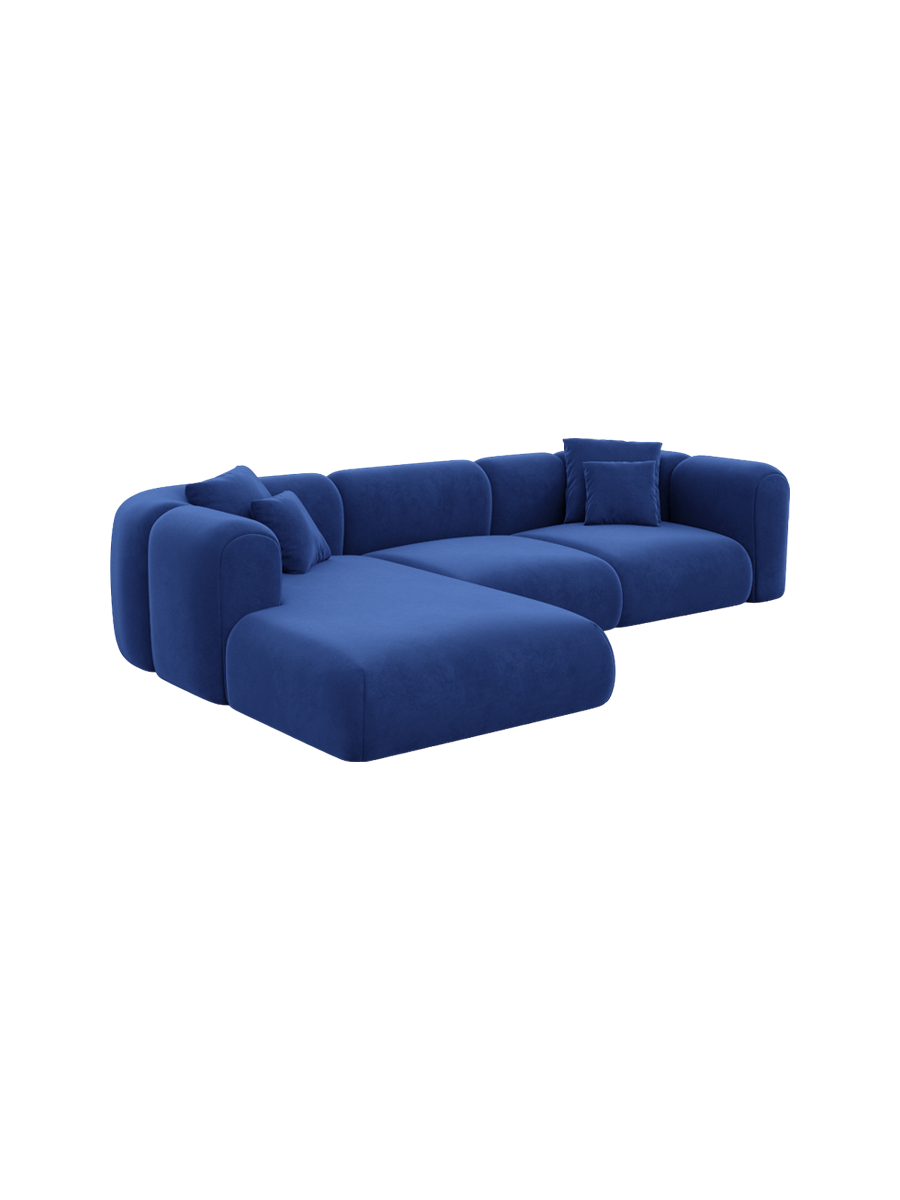
4-Sitzer Design Ecksofa „Terranova“ mit Samtbezug - Samtbezug Königsblau / Eckteil links