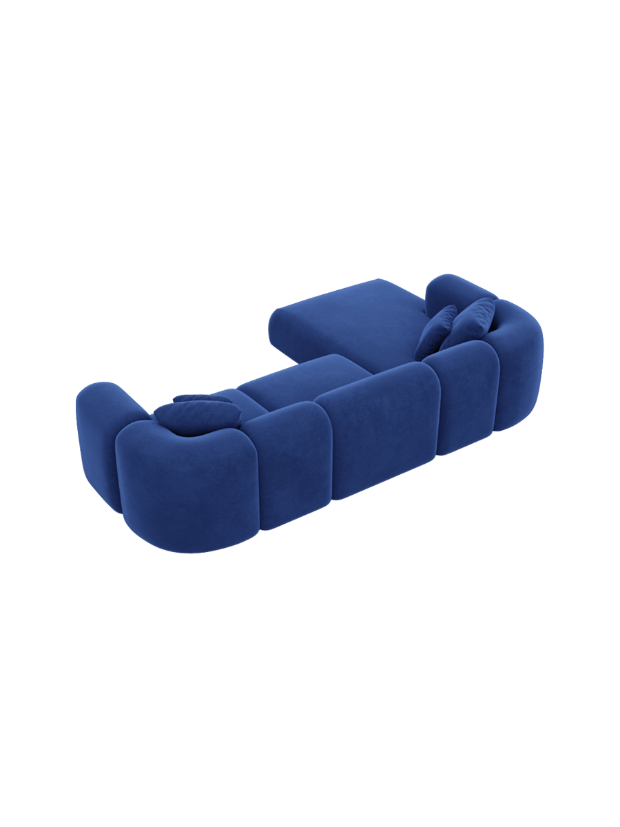 
4-Sitzer Design Ecksofa „Terranova“ mit Samtbezug - Samtbezug Königsblau / Eckteil links