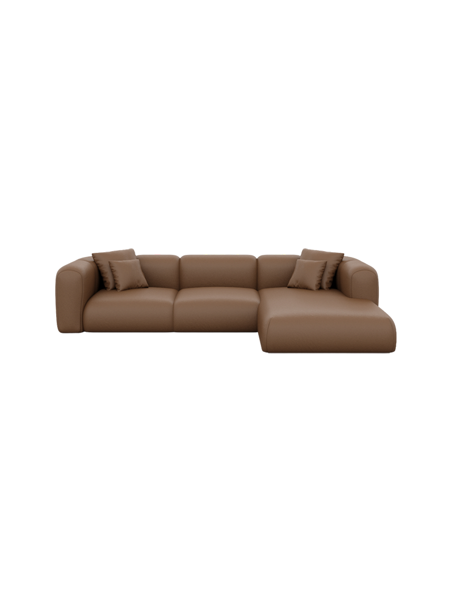 
4-Sitzer Design Echtleder Ecksofa „Terranova“ - Echtleder Beige / Eckteil links