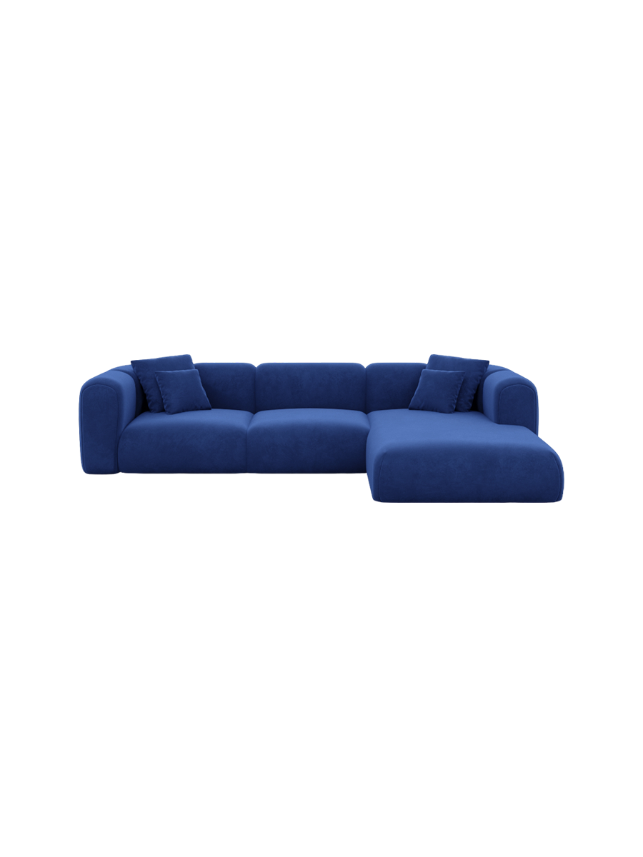 
4-Sitzer Design Ecksofa „Terranova“ mit Samtbezug - Samtbezug Königsblau / Eckteil links