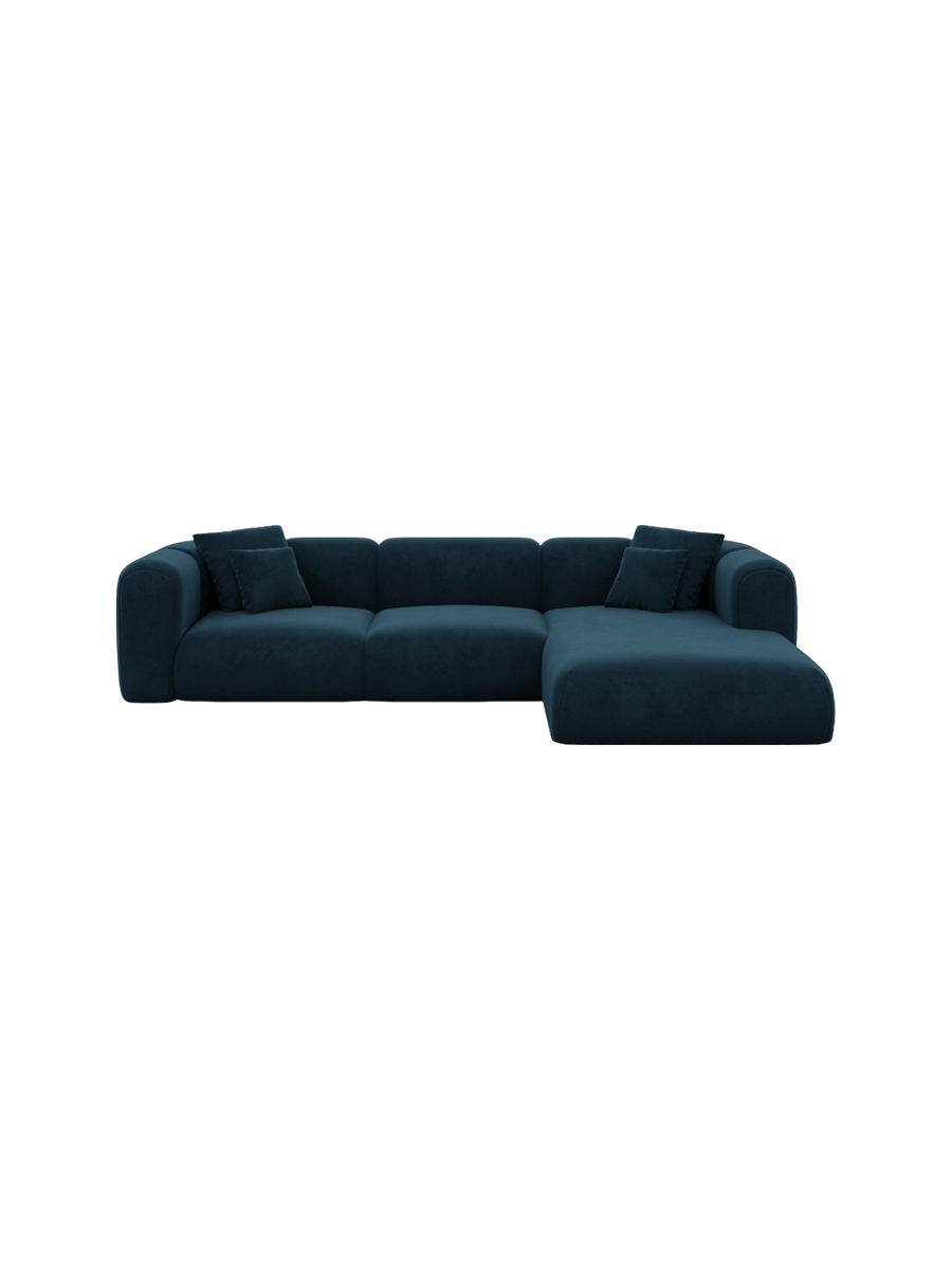 
4-Sitzer Design Ecksofa „Terranova“ mit Samtbezug - Samtbezug Königsblau / Eckteil links