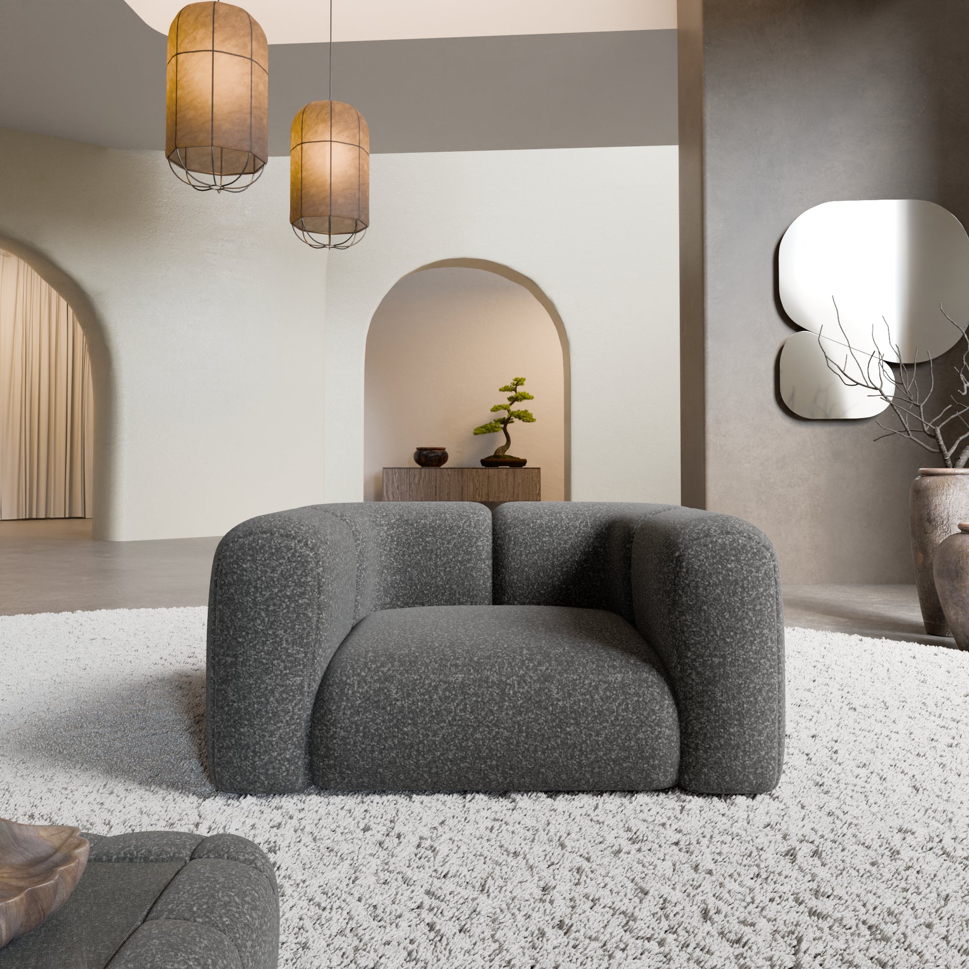 
Design Loungesessel „Terranova“ mit Bouclé-Bezug - Bouclé Graphit