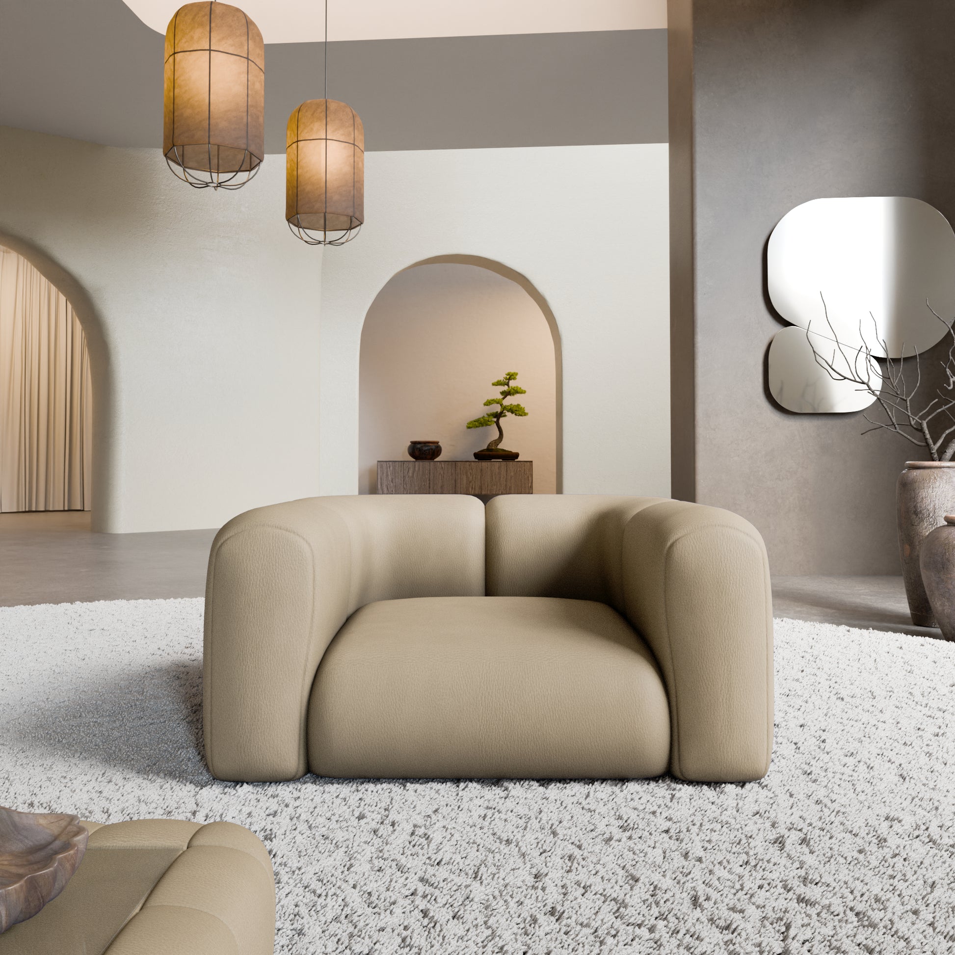 
Echtleder Design Loungesessel „Terranova“ - Echtleder Beige