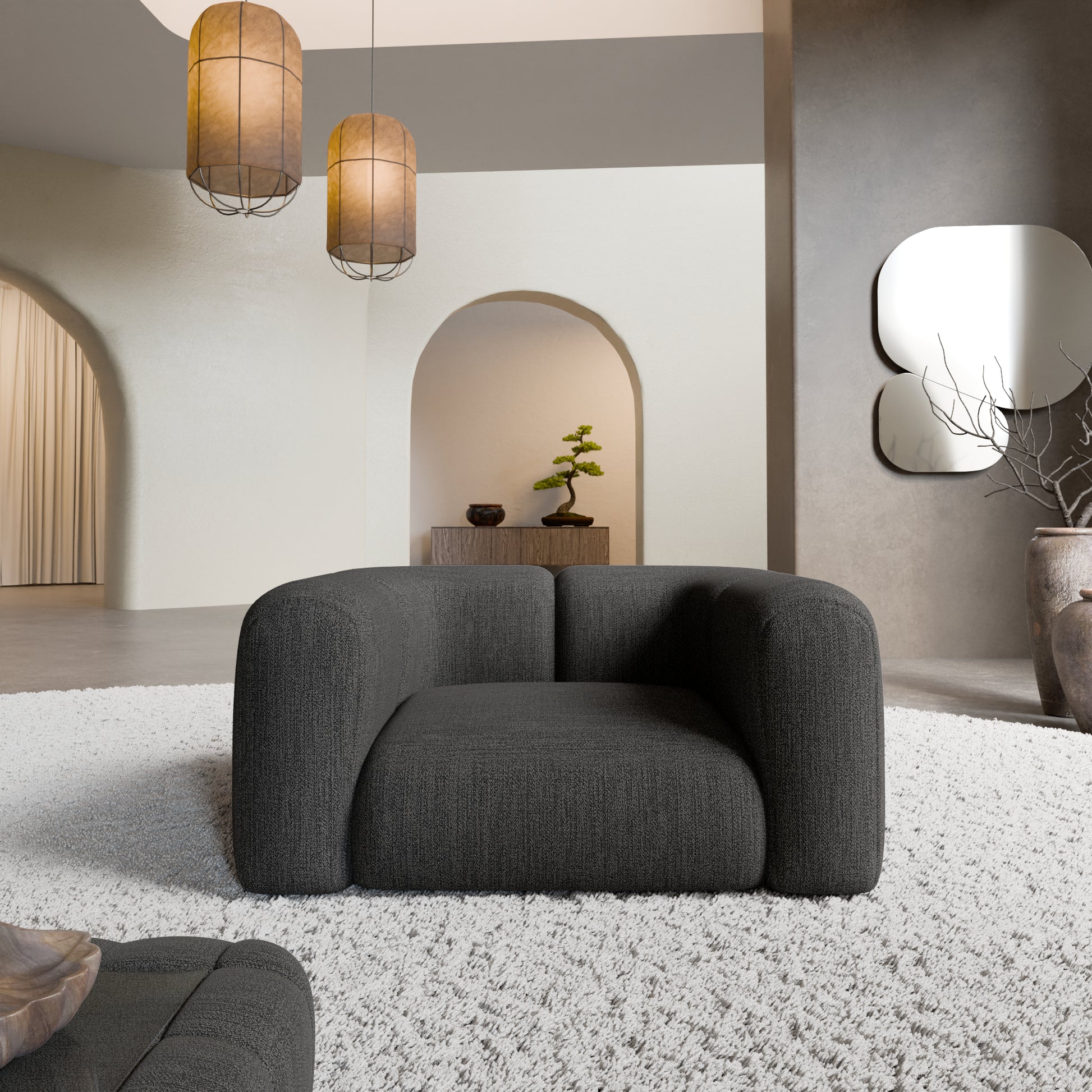 
Design Loungesessel „Terranova“ mit Strukturstoff-Bezug - Strukturstoff Anthrazit