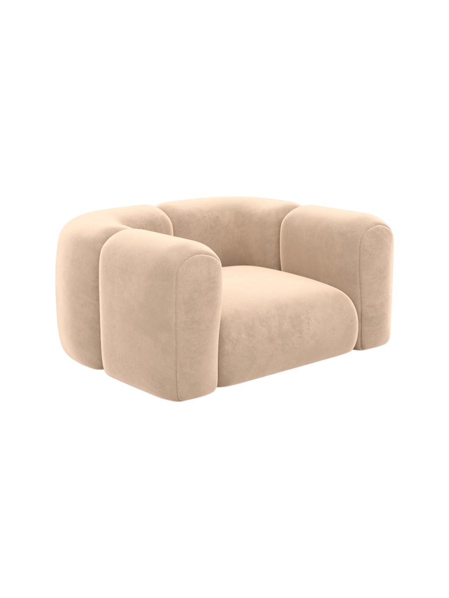 
Design Loungesessel „Terranova“ mit Samtbezug - Samtbezug Königsblau