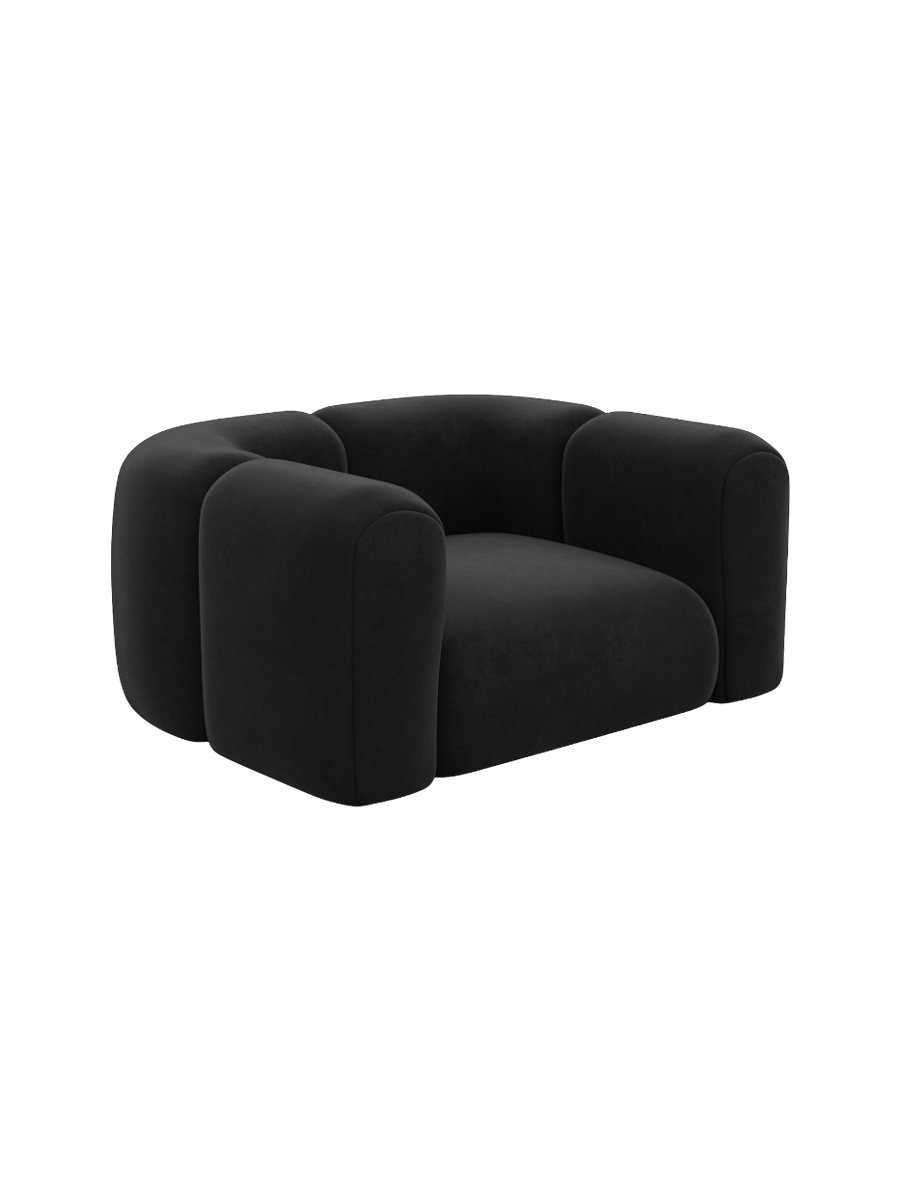 
Design Loungesessel „Terranova“ mit Samtbezug - Samtbezug Königsblau