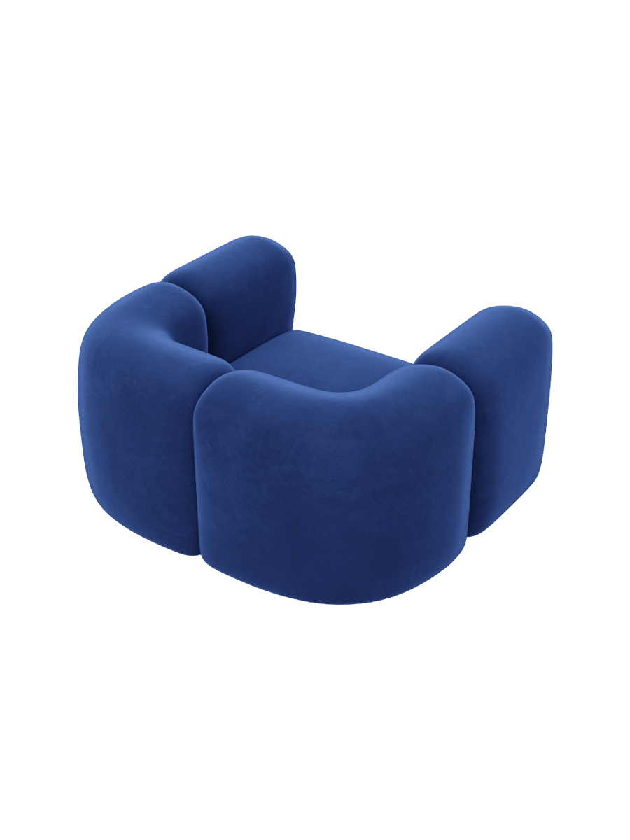 
Design Loungesessel „Terranova“ mit Samtbezug - Samtbezug Königsblau