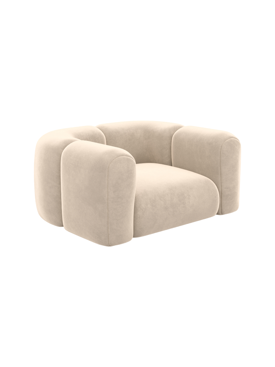 
Design Loungesessel „Terranova“ mit Samtbezug - Samtbezug Königsblau