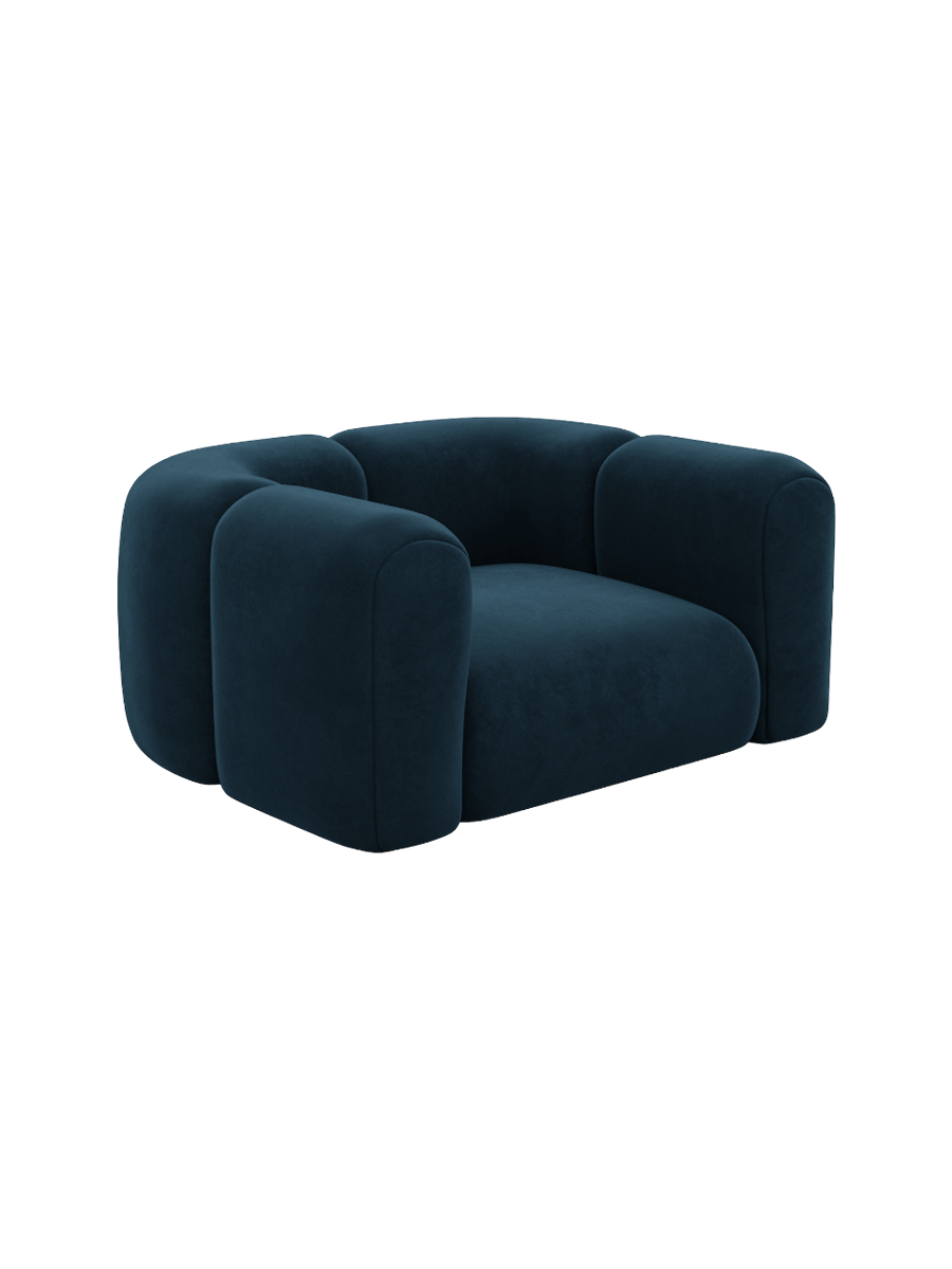 
Design Loungesessel „Terranova“ mit Samtbezug - Samtbezug Königsblau