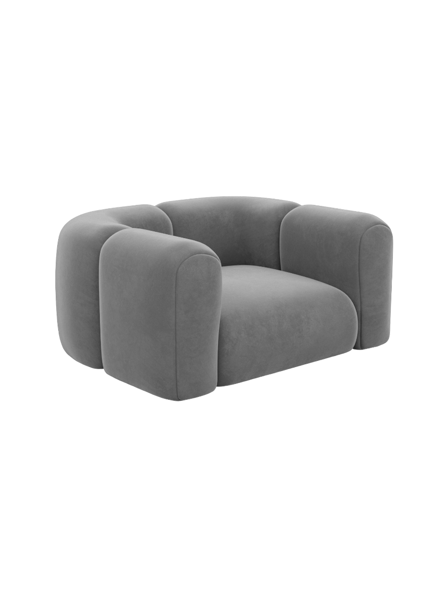 
Design Loungesessel „Terranova“ mit Samtbezug - Samtbezug Königsblau