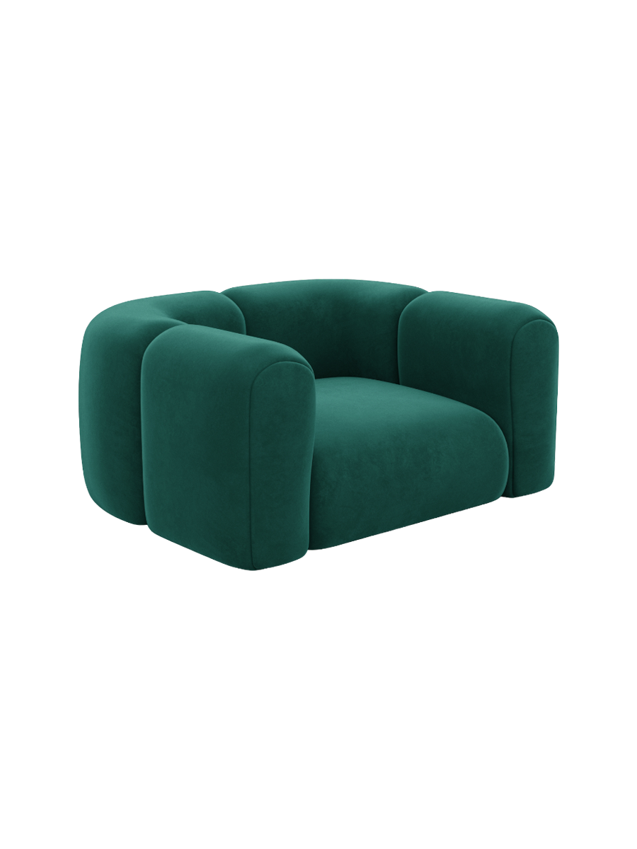 
Design Loungesessel „Terranova“ mit Samtbezug - Samtbezug Königsblau