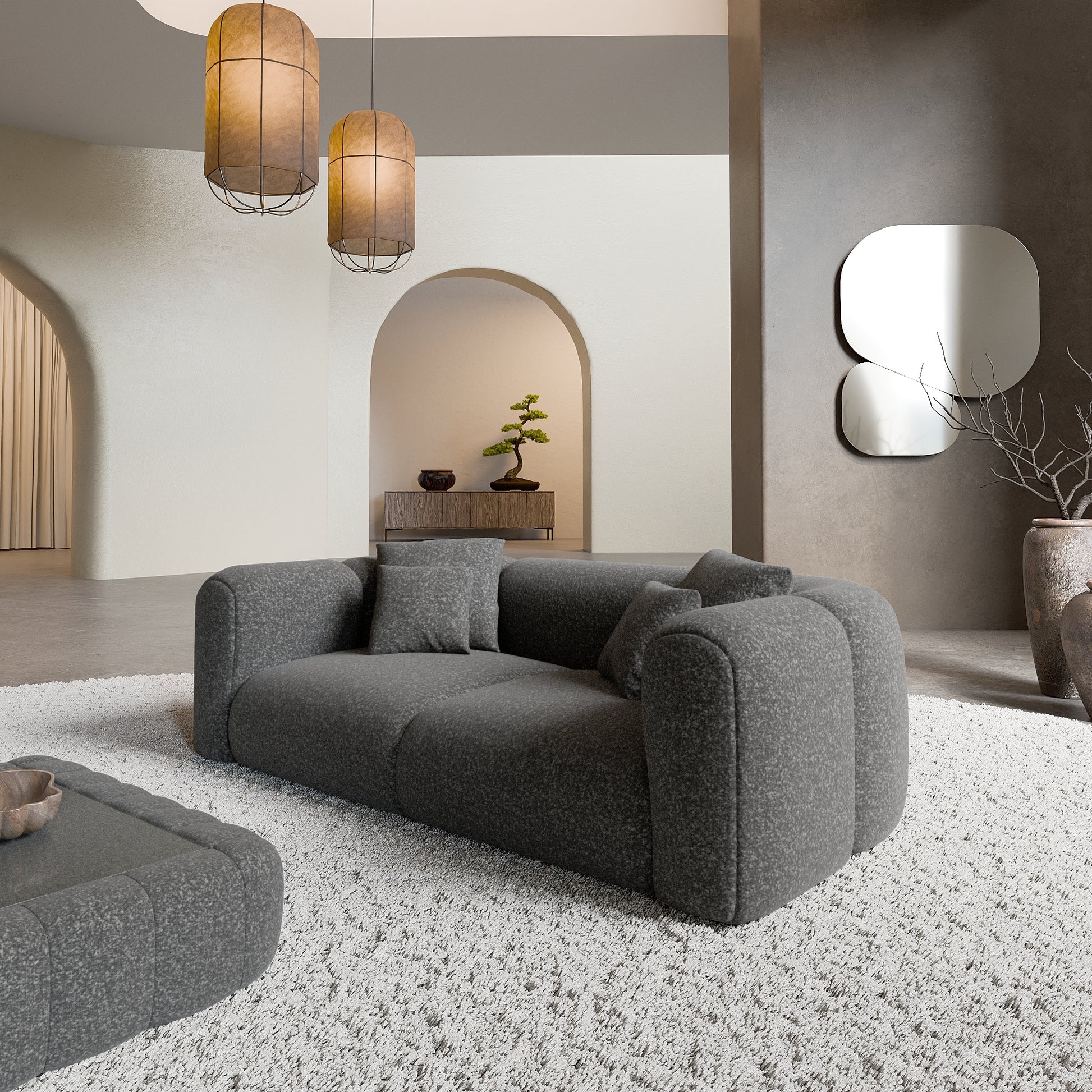 
2-Sitzer Design Sofa „Terranova“ mit Bouclé-Bezug - Bouclé Graphit