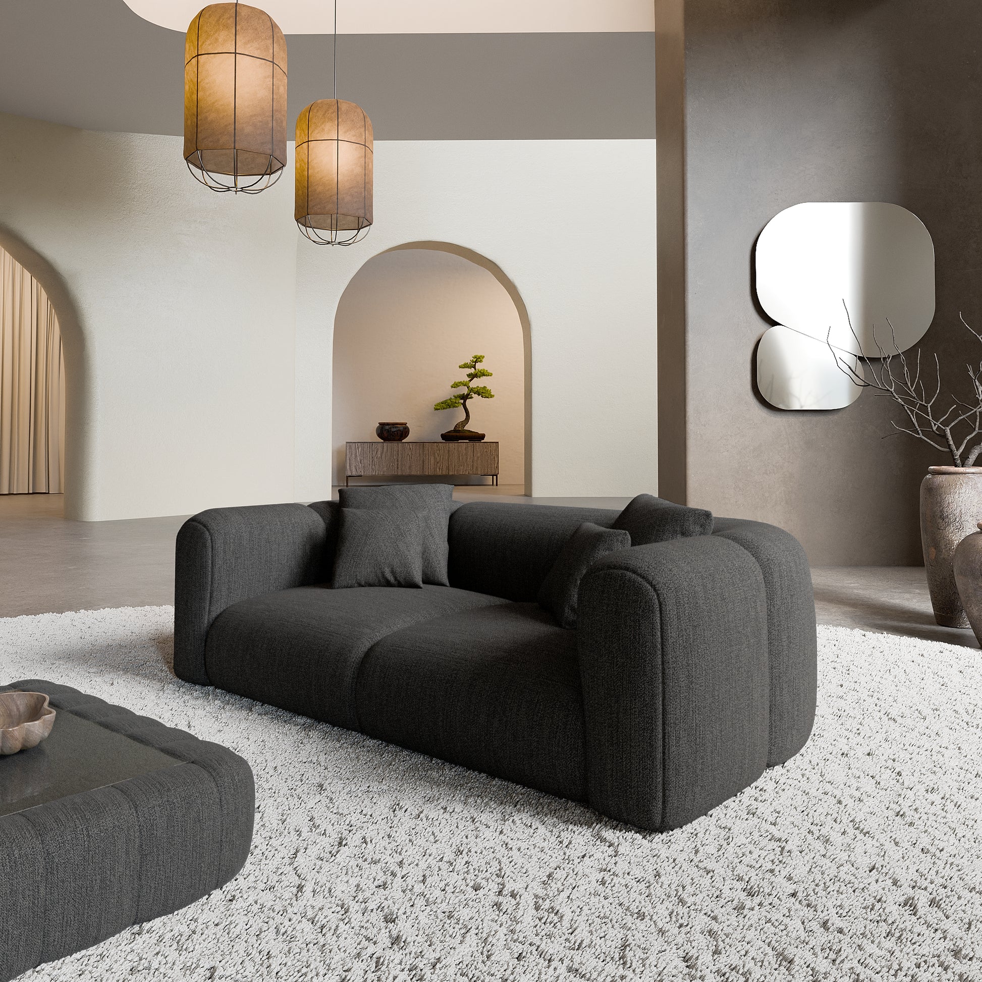
2-Sitzer Design Sofa „Terranova“ mit Strukturstoff-Bezug - Strukturstoff Anthrazit