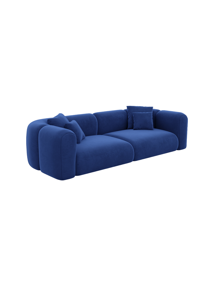 
4-Sitzer Design Sofa „Terranova“ mit Samtbezug - Samtbezug Königsblau