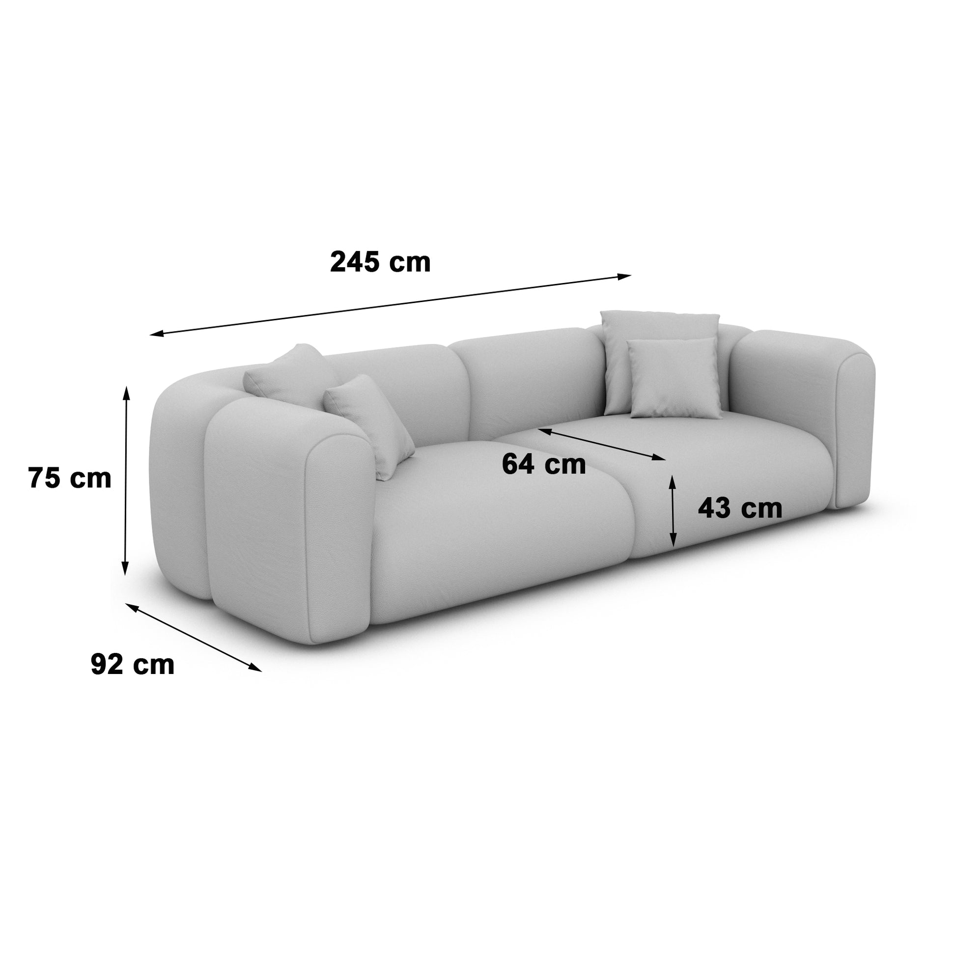 
4-Sitzer Design Sofa „Terranova“ mit Samtbezug - Samtbezug Königsblau