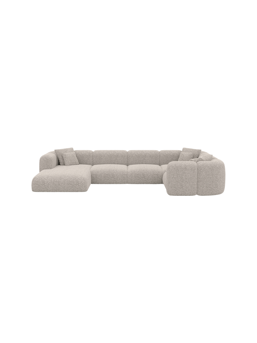 
6-Sitzer Design Panorama-Sofa „Terranova XL“ mit Bouclé-Bezug - Bouclé Graphit / Lange Seite links