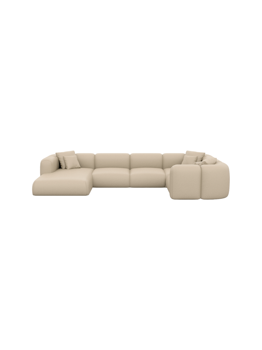 
6-Sitzer Design Echtleder Panorama-Sofa „Terranova XL“ - Echtleder Beige / Lange Seite links