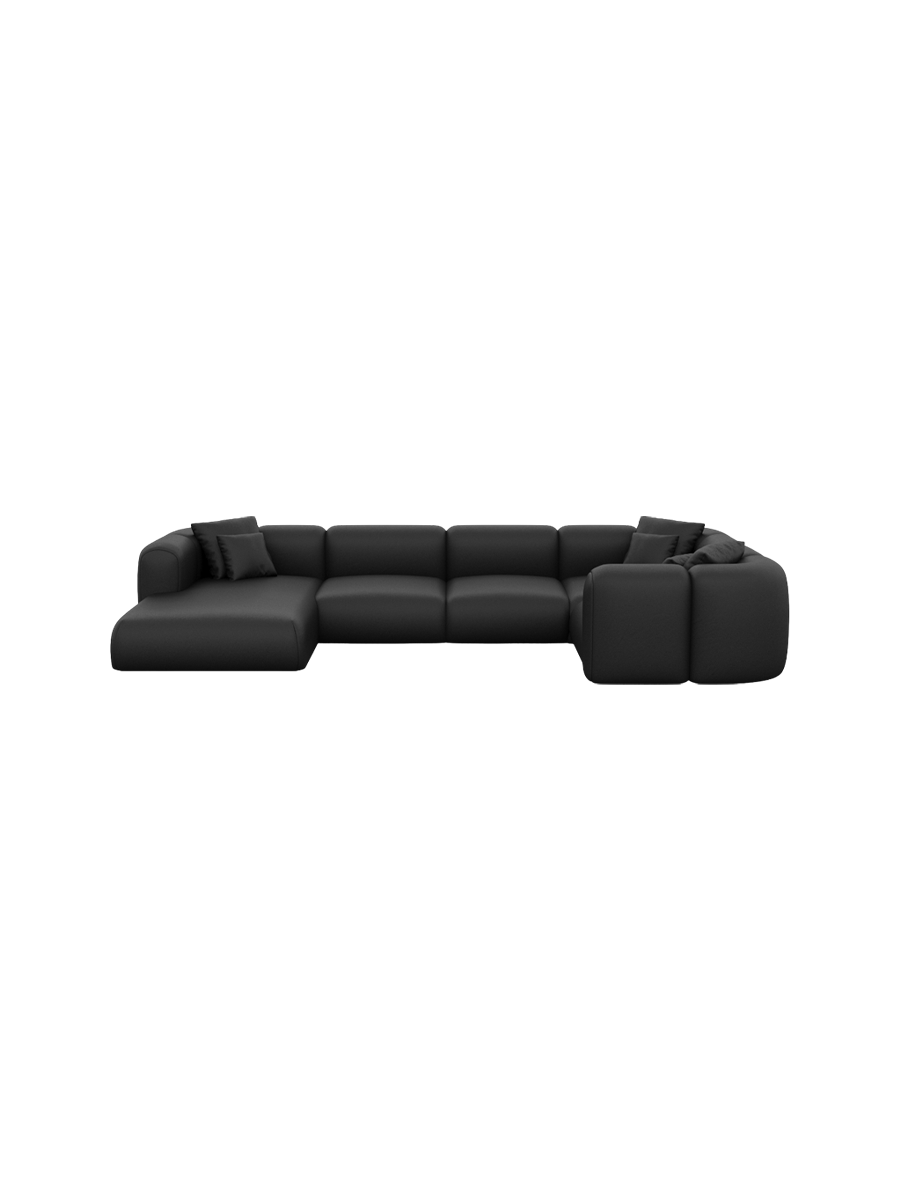 
6-Sitzer Design Echtleder Panorama-Sofa „Terranova XL“ - Echtleder Beige / Lange Seite links