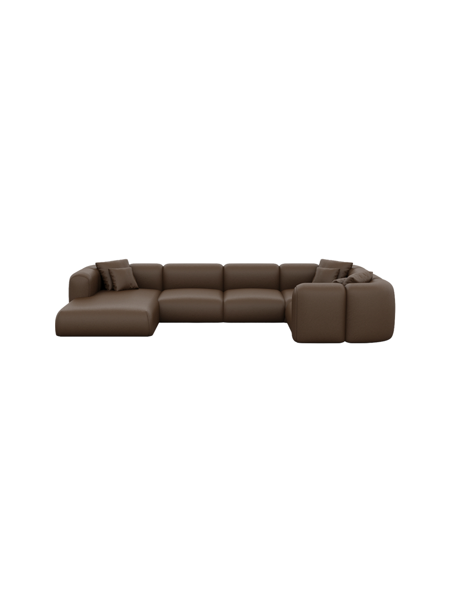 
6-Sitzer Design Echtleder Panorama-Sofa „Terranova XL“ - Echtleder Beige / Lange Seite links