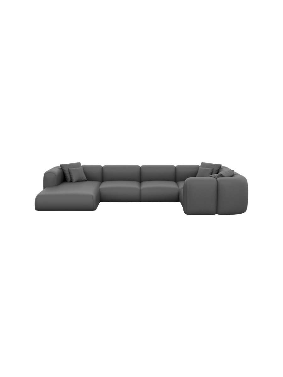 
6-Sitzer Design Echtleder Panorama-Sofa „Terranova XL“ - Echtleder Beige / Lange Seite links