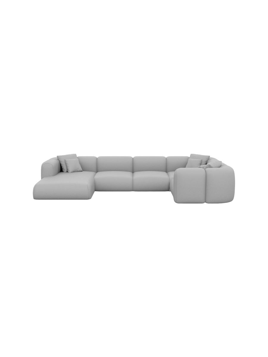 
6-Sitzer Design Echtleder Panorama-Sofa „Terranova XL“ - Echtleder Beige / Lange Seite links