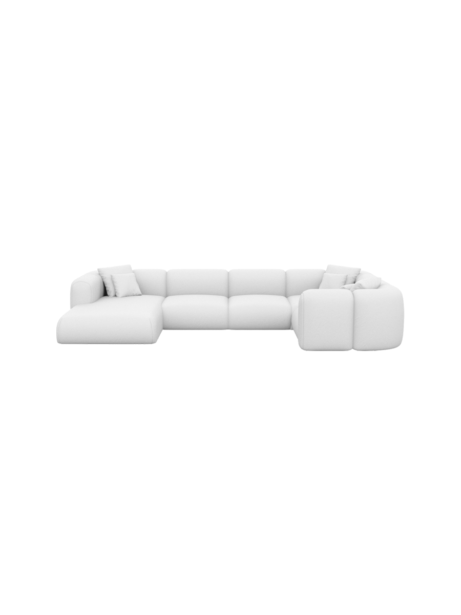 
6-Sitzer Design Echtleder Panorama-Sofa „Terranova XL“ - Echtleder Beige / Lange Seite links