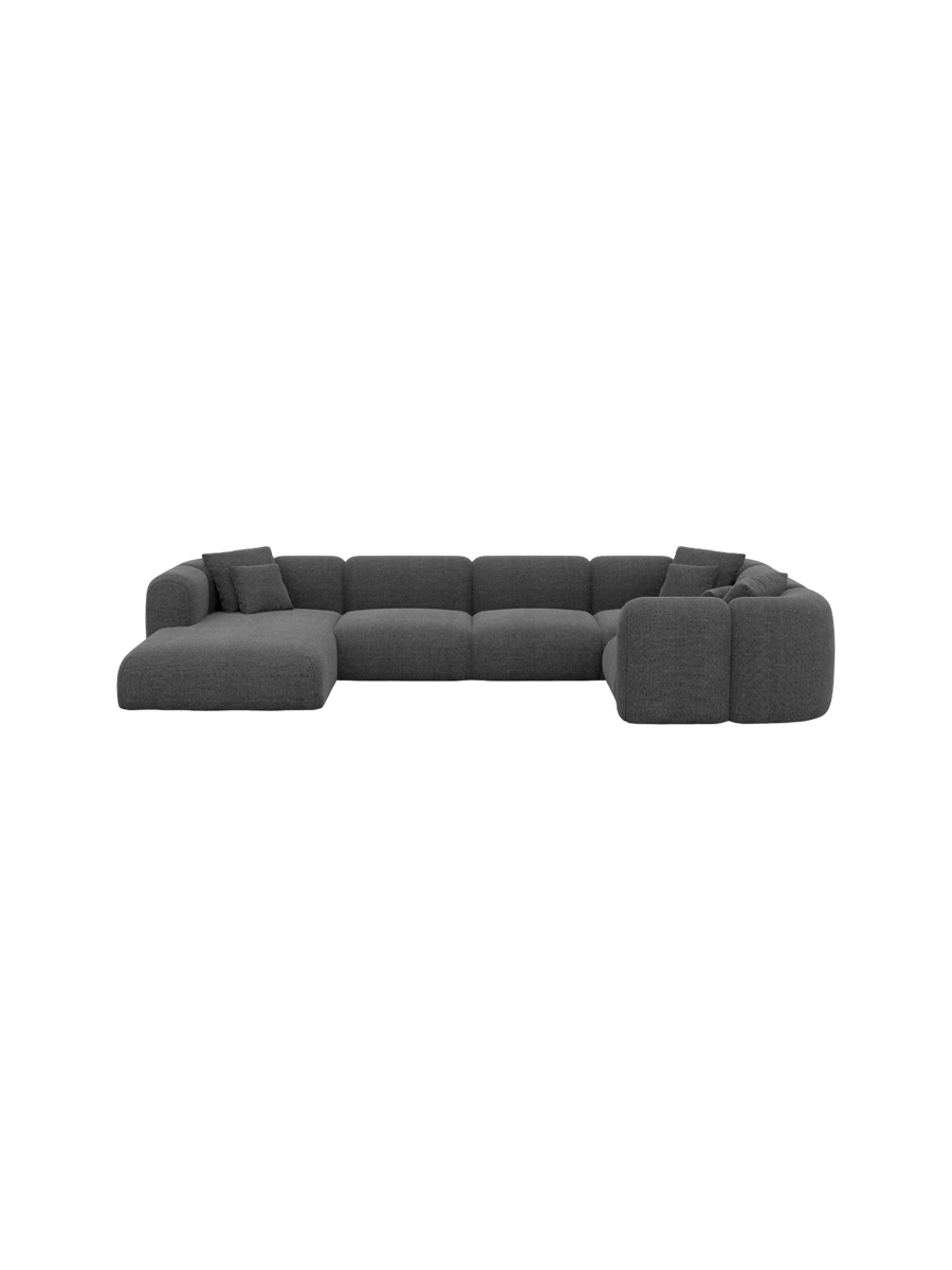 
6-Sitzer Design Panorama-Sofa „Terranova XL“ mit Strukturstoff-Bezug - Strukturstoff Anthrazit / Lange Seite links