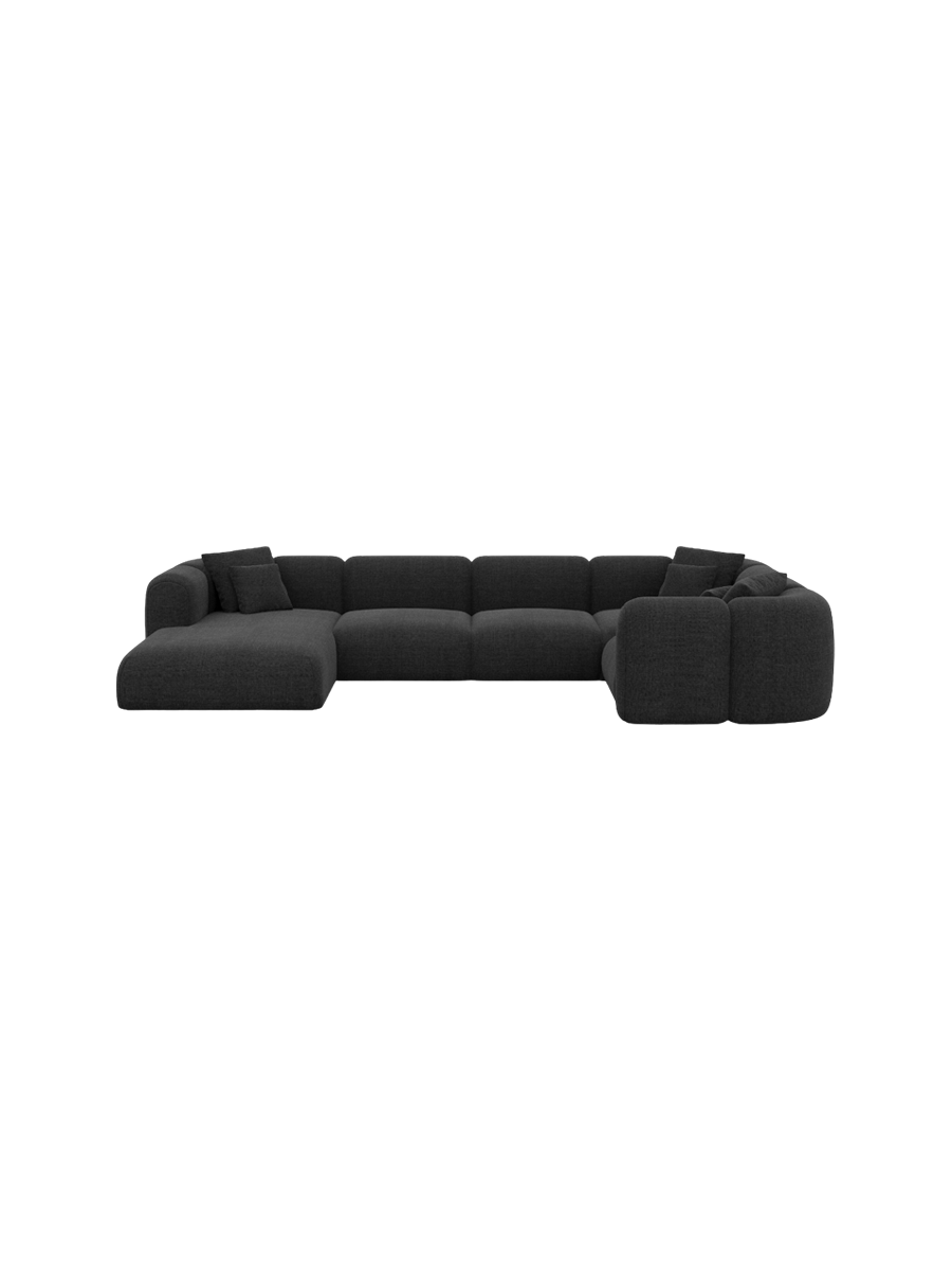 
6-Sitzer Design Panorama-Sofa „Terranova XL“ mit Strukturstoff-Bezug - Strukturstoff Anthrazit / Lange Seite links